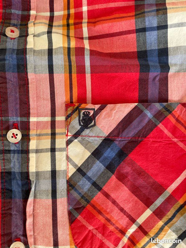 Chemise Homme Ultra Couture XL à Fermeture Magnétique - Rouge à Carreaux, Coton, Occasion TB