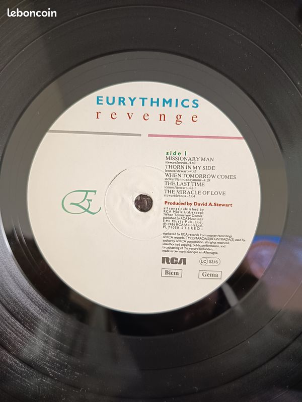 Vinyle 33t LP Album Eurythmics – Rock Synth Pop New Wave (image 3)