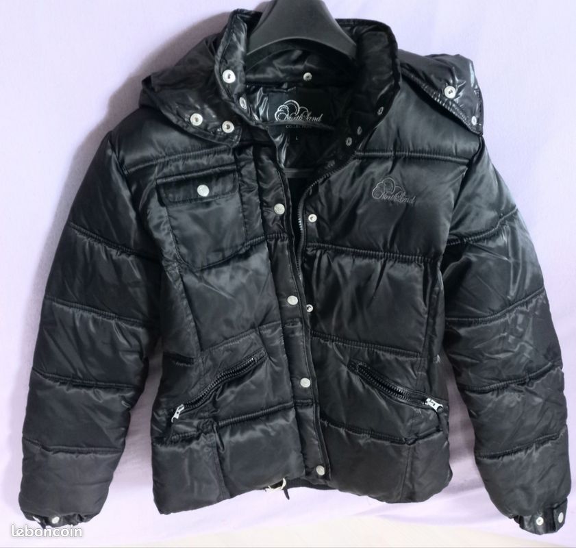 Manteau matelassé à capuche amovible Northland noir Vêtements