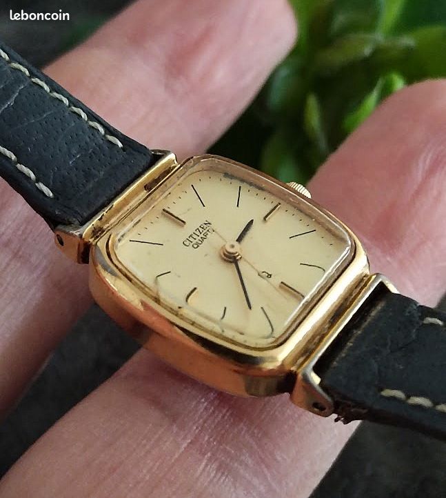 Montre Vintage Citizen Femme - Quartz, Boîtier Doré 16 Mm, Fonctionne (Occasion)