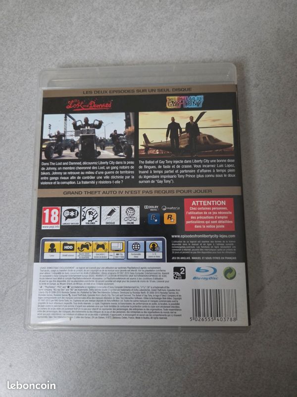 SONY - PLAYSTATION - PS3 - GTA Episodes From Liberty City - PAL FR - COMPLET