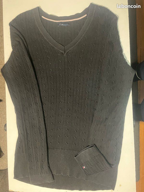Pull tommy Hilfiger torsadée noir (image 2)