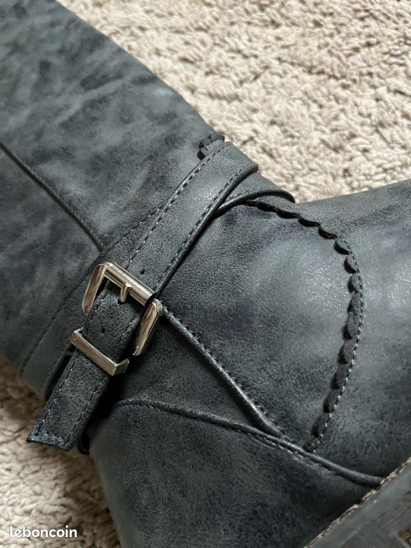 Bottes En Cuir Gris Laid Back London Taille 37 - Extrêmement Légères - Occasion