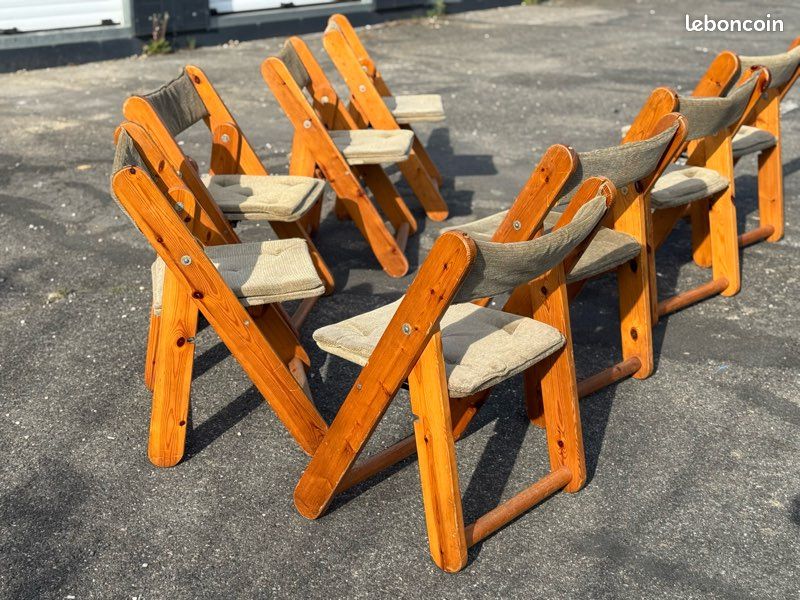 Lot de 8 chaises pliantes KON TIKI par Gillis LUNDGREN