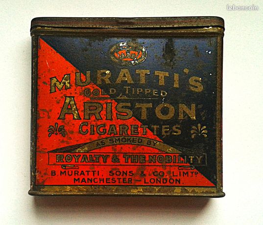 ariston cigarettes Boîte métal MURATTI'S ARISTON Cigarettes – Angleterre Art Déco 1925–1930