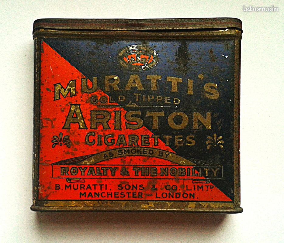 où acheter des cigarettes en angleterre Boîte métal MURATTI'S ARISTON Cigarettes – Angleterre Art Déco 1925–1930