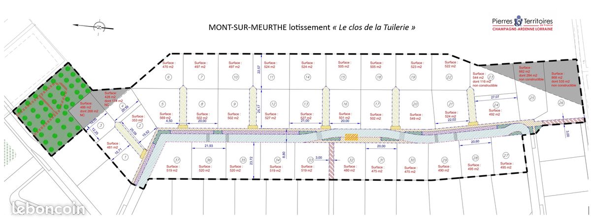 Terrains à bâtir dans Lotissement à Mont-sur-Meurthe de 428m² à 868m² · 39 000 €