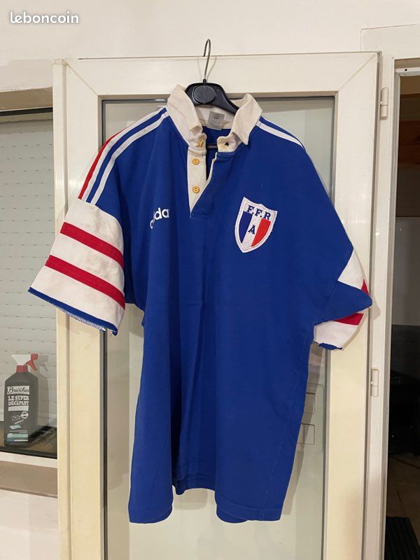 Maillot Rugby Vintage Roc Sport – Damier Bleu Blanc Rouge, Taille XXL, Club Français