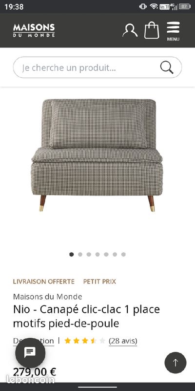 Fauteuil Nio 1 place convertible maison du monde (image 1)
