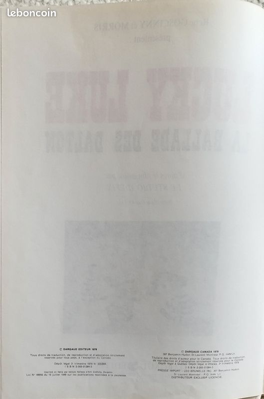 Livre Lucky Luke, la balade des dalton, édition originale 1978 (image 2)