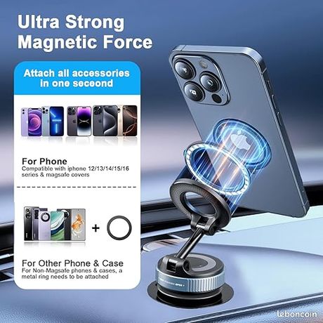 Support Téléphone Ventouse Magnétique – Forme Patte De Chat Bleu – Pour Douche, Cuisine, Voiture – Compatible IPhone/Android