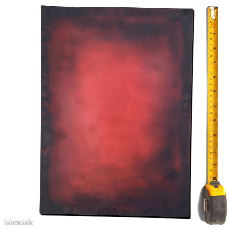 Cuir véritable Rouge patiné peau tannage végétal ép. 3,4 mm #222 (image 1)