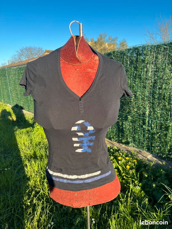 T.shirt uni en lin cerise DTS219 Diplodocus