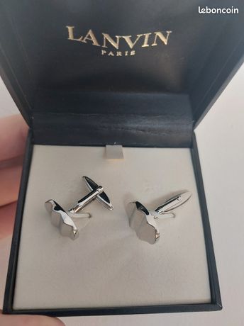 Boutons De Manchettes Lanvin - Argentés Avec Émail - Occasion Très Bon État
