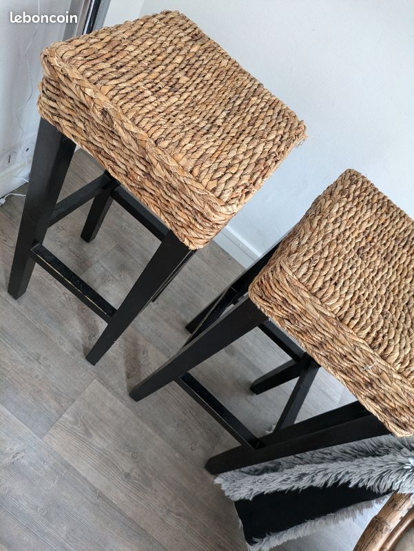 Chaise de bar assise osier (image 2)