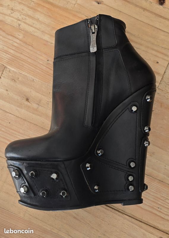 Bottines Gianmarco Lorenzi En Daim Noir - Taille 36,5/37,5 - Occasion Authentique - Très Bon état