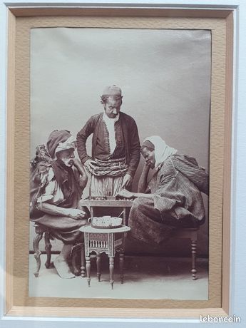 Geiser. Algérie, homme arabe vintage albumen print. Tirage albuminé 18x24
