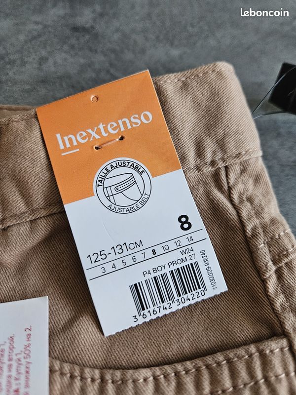 Pantalon Garçon Rugged Bear Taille 7 Ans - Beige Avec Motif Crânes - 100% Coton - Neuf Avec étiquette
