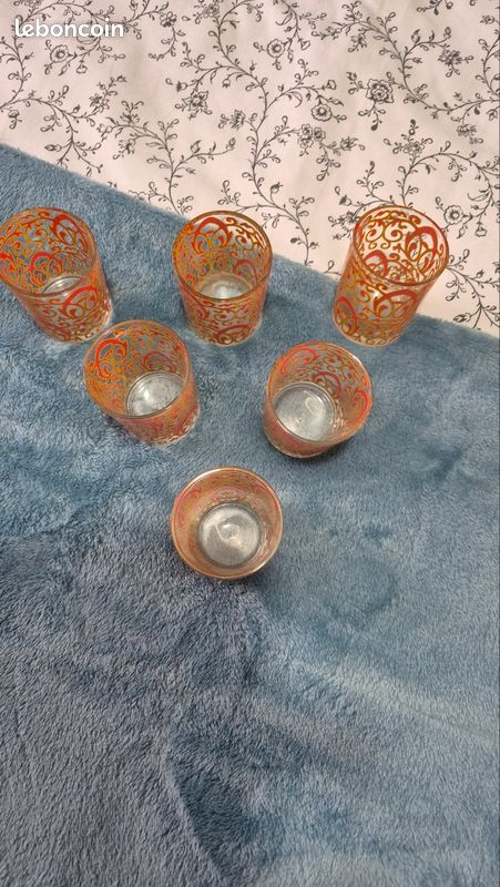 Lot 6 verres à thé ou photophores oranges en verre (image 1)