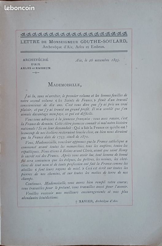 Les Saints de France du treizième au dix-neuvième siècle par Melle Isabelle Verny - Société de Saint-Augustin, Desclée, de Brouwer et Cie - 1895 (image 3)