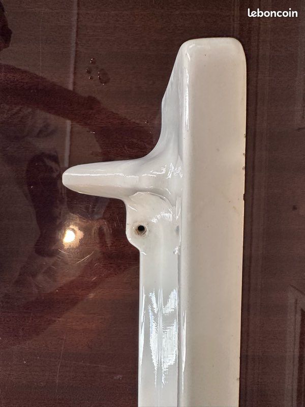 Étagère / tablette ancienne en porcelaine émaillée — salle de bain rétro (image 4)