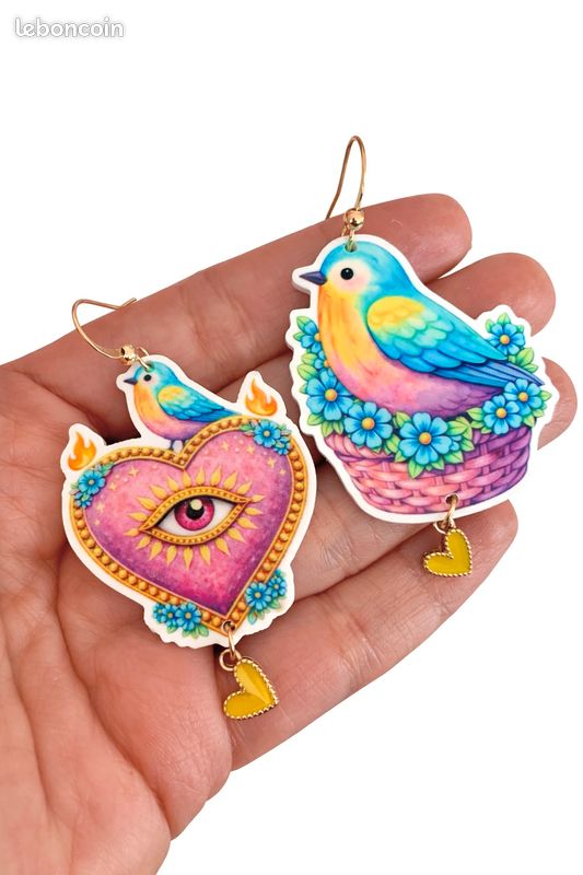Parure Cœur Ailé Cristal Argenté - Collier + Boucles D'oreilles Pliables