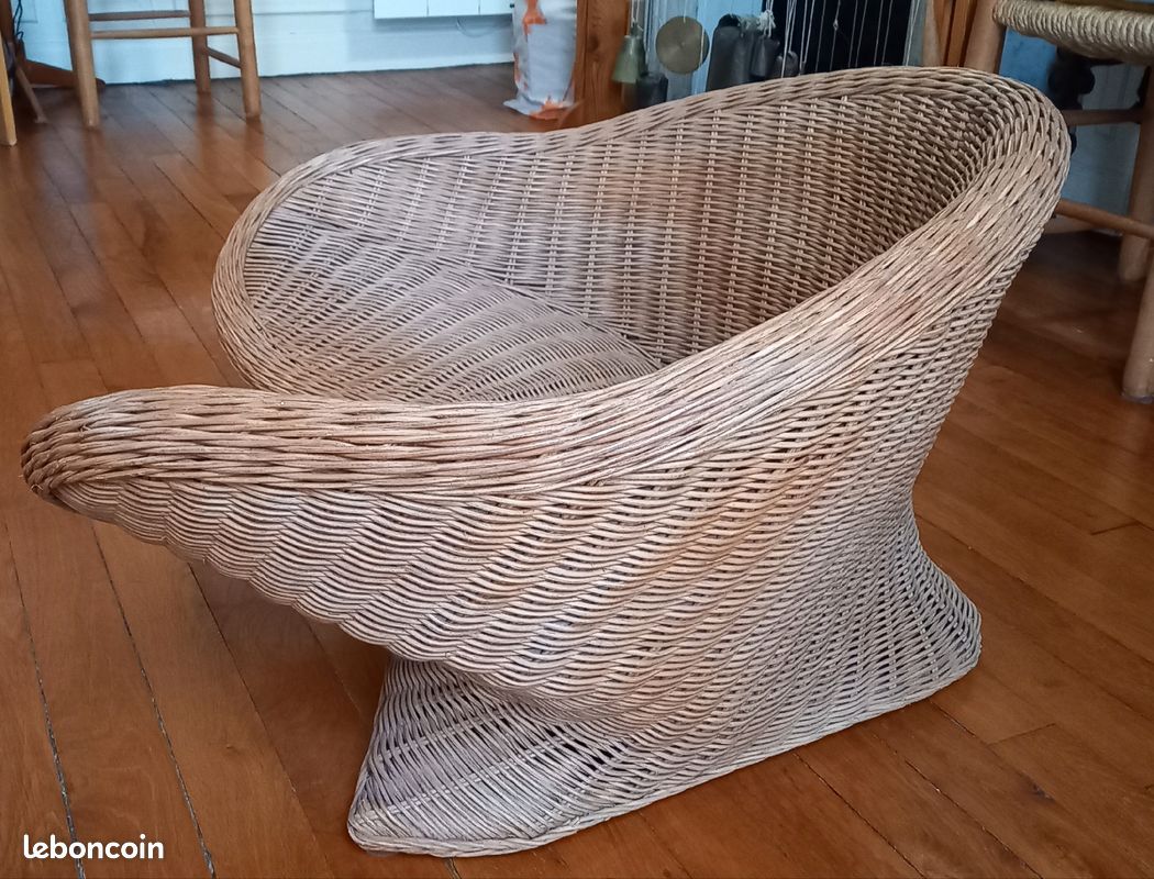Fauteuil lotus yoga osier rotin vintage (image 3)