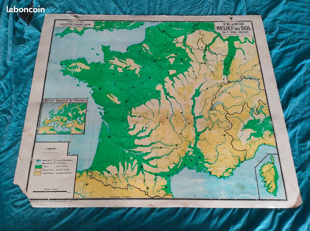 Lot de 17 anciennes cartes scolaires de géographie (image 7)