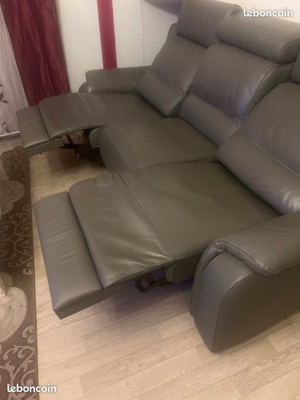Canapé cuir gris électrique Poltron Sofa (image 4)