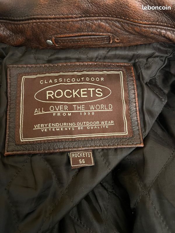 Veste en cuir marron vintage -Rockets (image 5)