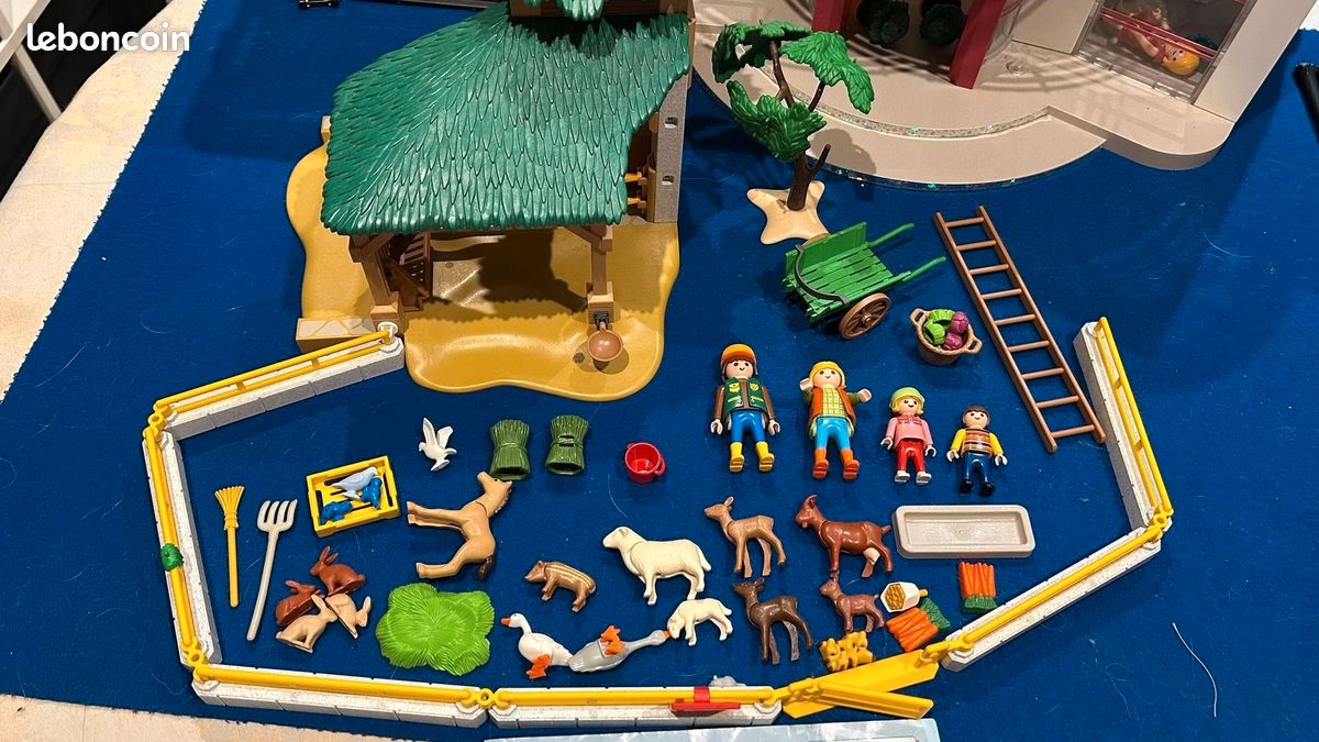 Lot Playmobil Parc Animalier Et Zoo – 3243, 4492 Et Divers Animaux – Occasion Bon état