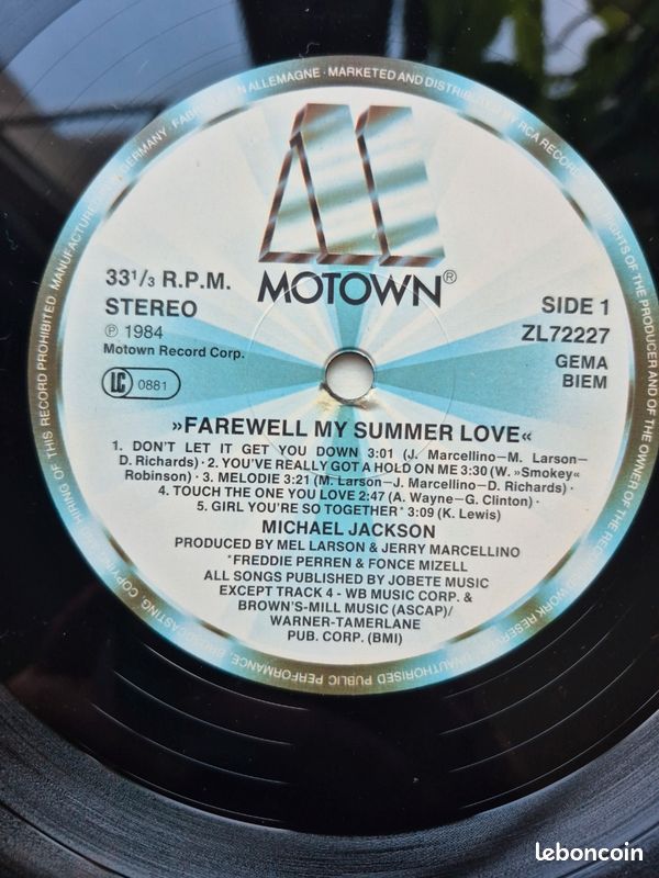 Vinyle 33t Michael Jackson Farewell my summer love avec poster (image 4)
