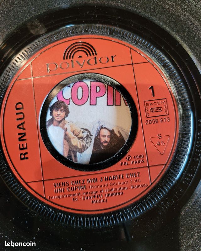 Vinyle 45 tours BO film Viens chez moi j'habite chez une copine de Renaud avec Michel Blanc (image 4)
