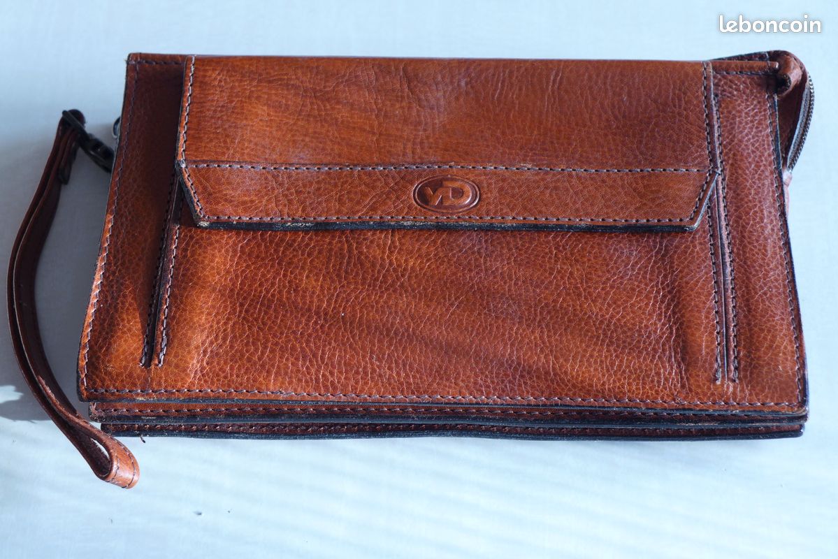 Sacoche / Pochette vintage VD cuir marron homme (image 2)