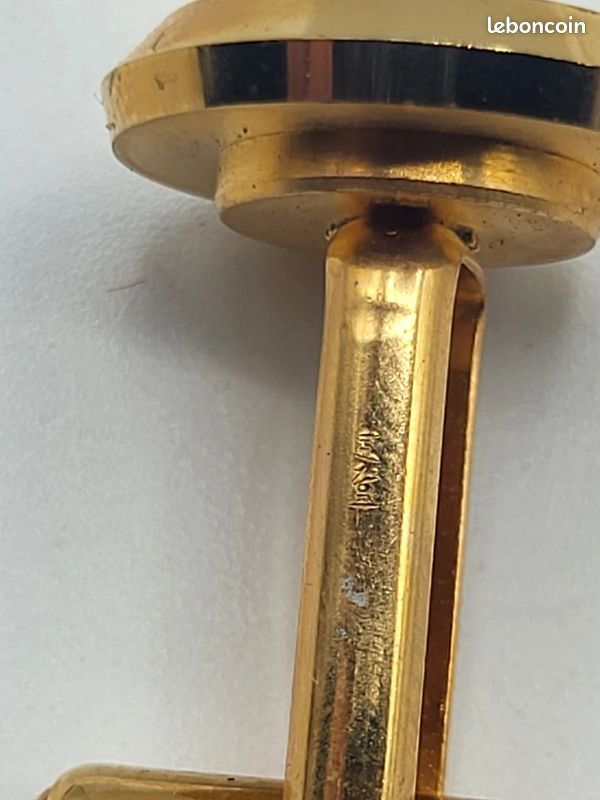 XA –Boutons de Manchette Vintage Plaqué Or Pierre Rouge Grenat (image 5)