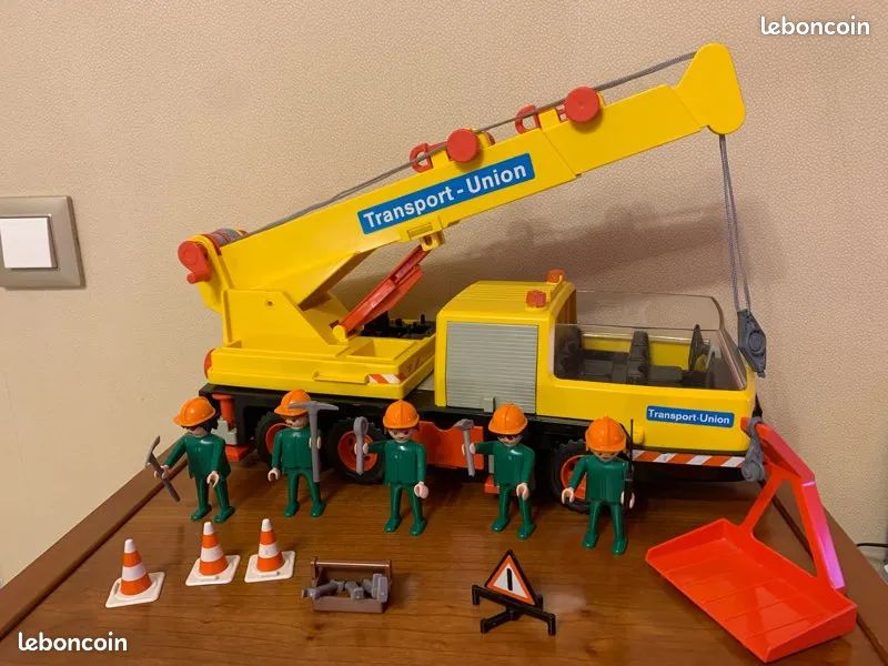 Playmobil 3527 Vintage – Grand Wagon Grue Avec Inscription Union Des Transports – Modèle Ancien Collection