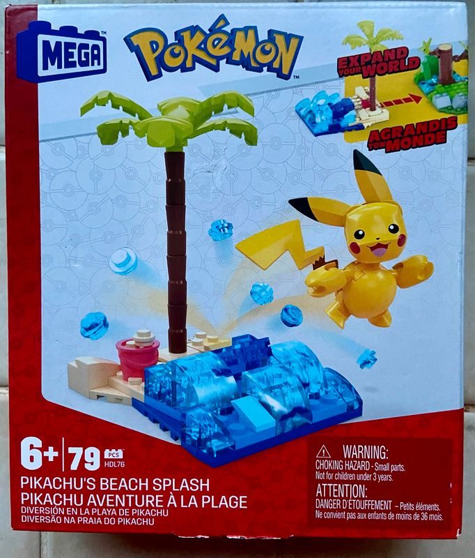 MEGA Pokémon Coffret de construction avec Figurine Pikachu Aventure à la  Plage avec 79 briques et