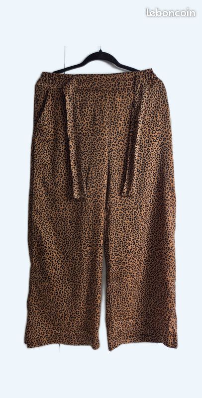 Pantalon fluide à jambes larges imprimé léopard GÉMO Vêtements