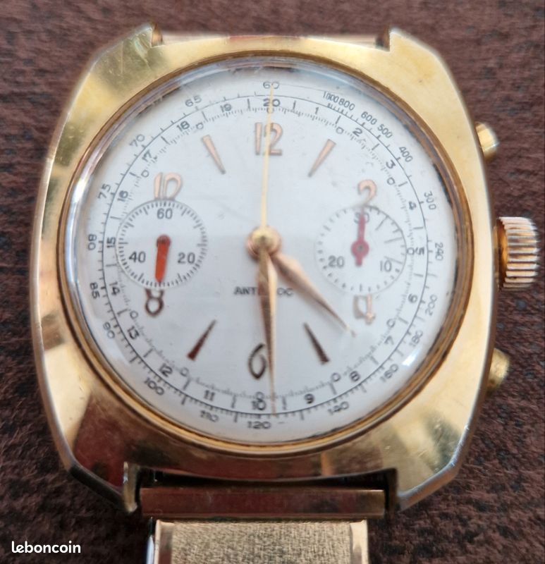 Montre-bracelet Homme Chanor - Chronographe Mécanique - Boîtier Et Bracelet Plaqué Or - Modèle P2206