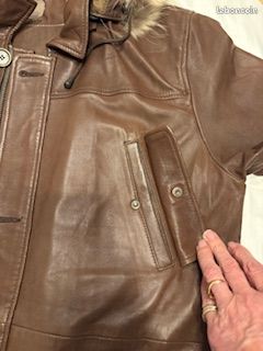Veste ¾ en cuir d’agneau et fourrure véritable - OAKWOOD Taille XL – Excellent état (image 4)