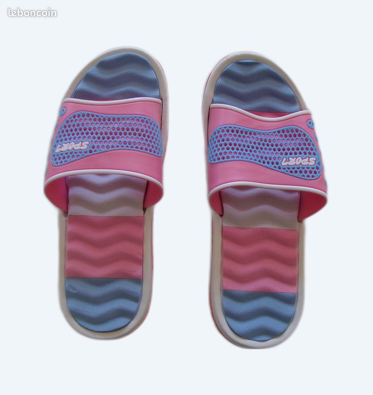 Sandales Claquettes Inblu En Cuir Argenté - Pointure 41 Femme, Occasion Mais En Bon état Général