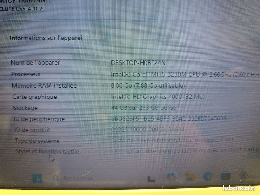 Pc portable Toshiba Satellite C55 A 1G2 windows 11 i5 3230m 8go Ram 250go Ssd (image 10)