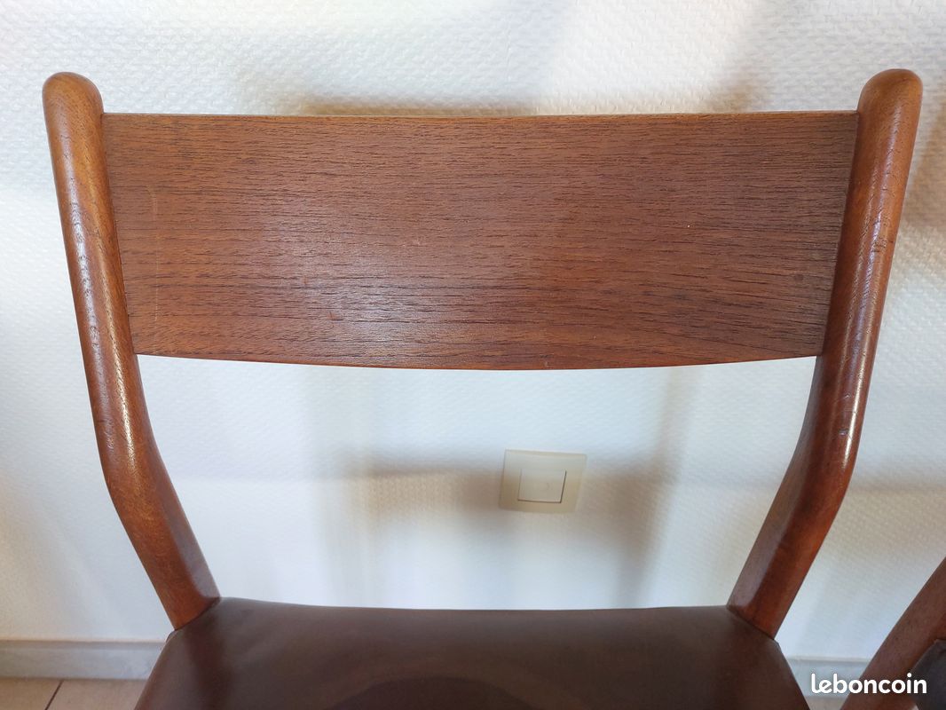 2 chaises Fristho Franeker, scandinaves, teck et cuir (image 8)