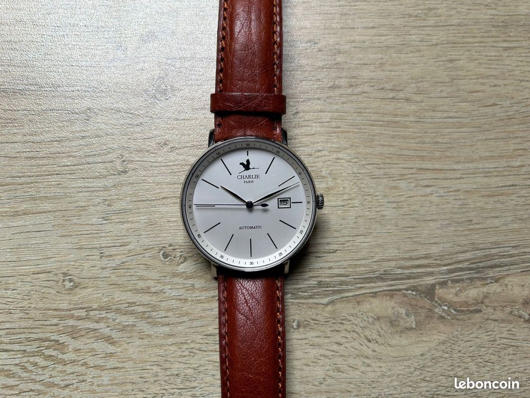 Montre Charlie Paris, modèle INITIAL cuir véritable marron (image 4)
