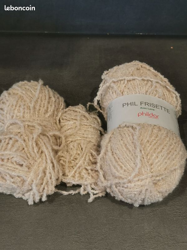 Lot De 2 Pelotes De Laine Naturelle PHILDAR - 100g Chaque - Couleur Beige Clair - Pour Tricot Aiguille 5/6