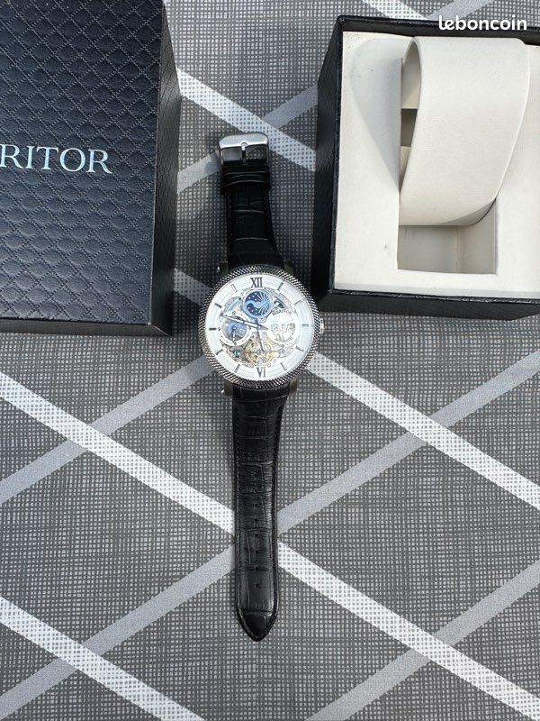 Montre heritor automatique,bracelet cuir noir (image 14)