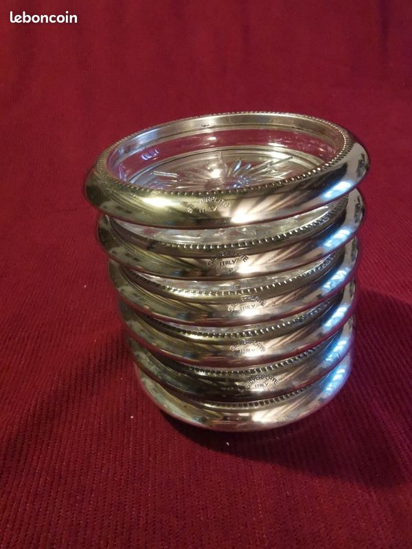 Sous-verre - 8 sous-verres en métal argenté - diamètre : - Catawiki