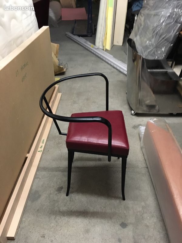 Paire de fauteuil années 50 vintage metal et cuir (image 3)