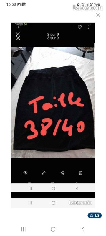 Jupe Rouge Et Noire Pour Femme - Taille 38/40, Style Tulipe - Occasion Très Bon état, Sans Marque
