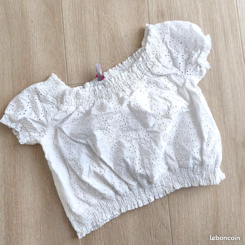 Crop Top Top Dentelle Anglaise T-shirt Court Crop Top En Dentelle